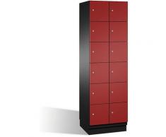 CP Armoire à casiers CAMBIO avec portes en acier - 12 casiers, largeur 600 mm - corps gris