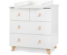 Klups - NOAH Commode enfant 4 tiroirs avec table à langer amovible Blanc - Blanc