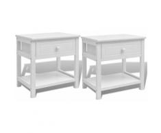 Helloshop26 - Table de nuit chevet commode armoire meuble chambre 2 pcs bois blanc - Blanc