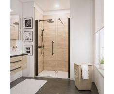Schulte - Porte de douche pivotante en niche, verre 5 mm transparent anticalcaire, profilé noir,