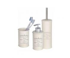 WENKO Set d'accessoires salle de bain, Distributeur Savon Liquide, Brosse WC, Porte Brosse à Dent,