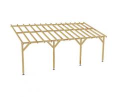Carport adossé |7x3| - Pente 30% - Bois massif - Durable |+ Vis & pieds de poteaux réglables