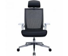 Chaise pivotante de bureau Traction - avec dossier respirant et appuie-tête, noir