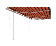 Auvent automatique rétractable et poteaux 6x3m Orange et marron