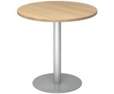 HAMMERBACHER Table de réunion Ø 800 mm - piétement argent - plateau façon chêne | VSTF08/E/S