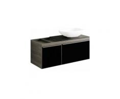 Keramag Geberit Citterio Meuble sous-lavabo 500565JJ1, avec plan et étagère en verre à gauche,