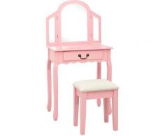 Coiffeuse et tabouret Rose 65x36x128 cm Bois de paulownia MDF