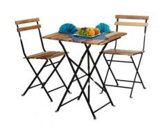 Meubles de jardin 2 chaises et 1 table pliable HxlxP: 76 x 60 x 60 cm terrasse balcon bois nature