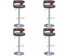 Tabourets de bar 4 pcs avec cadre en bois Cuir synthétique Noir
