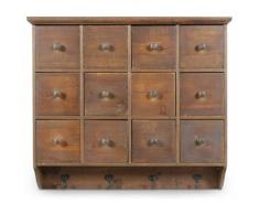 Etagère Murale Semainier Chiffonnier Grainetier Bois 12 Tiroirs 58x13x51cm - Décorations