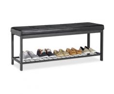Relaxdays Banc Range-chaussures XXL Ouvert Coussin moelleux Similicuir Support Grillage Métal
