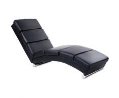 Fauteuil Divan Chaise Longue Relaxante Récamière Détente Salon Simil Cuir Noir 154,5x51x73cm avec 7