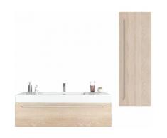 Meuble de salle de bain Garcia 120 cm Chene clair - Élément bas Élément haut Élément lavabo Lavabo