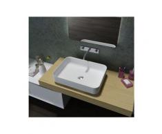 Lavabo / vasque en fonte minérale, rectangulaire à poser PB2121, 55x40x13cm