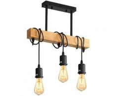Comely - Suspension Luminaire Vintage, Plafonnier Industriel, Réglable Lustre en Bois pour Salle à
