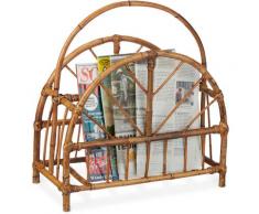 Porte-revues rotin, porte-magazines, porte-journaux, rangement revues, HxLxP 47 x 43,5 x 20,5 cm,