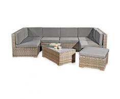 XXL Rotin meublier, ensemble de jardin, poly-rotin, lounge, meuble de jardin, suite, gris sofa