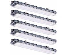 Lot de 5 lampes à tubes LED halls d'entrepôt plafonniers lumière du jour garages projecteurs