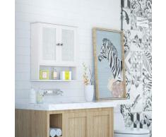 Campagne Placard Commode Murale Meuble Armoire Suspendue Blanc Dressoir avec Portes Miroir Cabinet