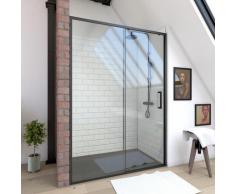 Paroi de douche à porte coulissante - CRUSH 140 - 140x200cm - PORTE COULISSANTE - PROFILE NOIR MAT