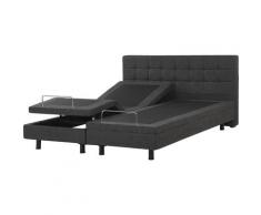 Lit double ajustable en tissu gris 180 x 200 cm DUKE