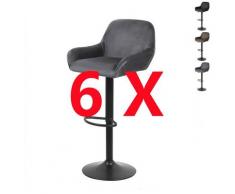 Tabouret de Bar Tissu Lot de 6, Hauteur Réglable, pour Bar, Comptoir ou Cuisine, Marron - Marron