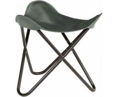 Youthup - Tabouret papillon Gris Cuir véritable