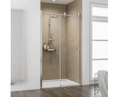 Porte de douche coulissante, verre 8 mm anticalaire, profilé aspect chromé, MasterClass, Schulte,