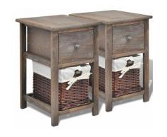 Helloshop26 - Table de nuit chevet commode armoire meuble chambre 2 pcs bois marron - Bois