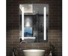 Miroir lumineux LED 70x50cm miroir de salle de bain anti-buée