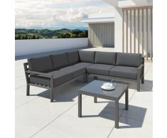 Salon de jardin en aluminium d'angle design aluminium - Gris - MIO - Gris