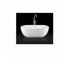 Baignoire îlot design ovale BOSTON blanche 180 cm Inclus DEBRIO chromé - Blanc