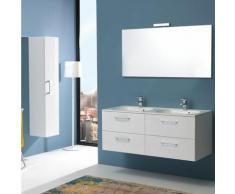 MEUBLE SALLE DE BAINS DE 120 CM QUATRE TIROIRS AVEC DOUBLE LAVABO BOSTON EN BLANC LUCIDE