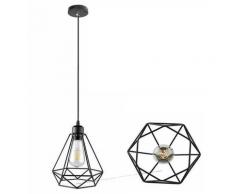 Retro Lustre Suspension Industrielle Cage Forme Dimant E27 20,5cm Lampe Abat-jour Metal Luminaire