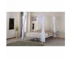 Lit baldaquin contemporain 2 personnes en métal blanc Chelsie