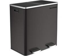 Songmics - Double Poubelle, 2 x 30L, Poubelle à Pédale en Métal, avec Double Compartiment, Seau