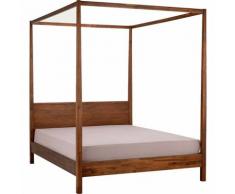 Lit double 140x200 cm avec baldaquin en bois d'acacia - MISO 8366 - Marron
