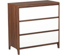 Commode 3 tiroirs au style scandinave blanche et bois foncé