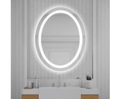 60 x 80 cm Miroir de salle de bain à LED lumineux forme ovale