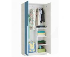 Armoire Enfant 2 Portes monae 200cm Gris & Bleu - Paris Prix