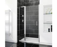 SIRHONA Porte de douche 100 x 185 cm porte pivotante en niche avec étagère en verre - FFP70+FEXT30S