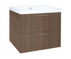 Meuble sous vasque + vasque minerale EKRY, blanc brillant 2 tiroirs, 610x550x510mm