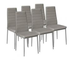 6 Chaises de Salle à manger ou de cuisine Design épuré Cadre en Acier Gris
