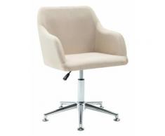 Topdeal Chaise pivotante de bureau Crème Tissu