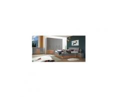 Chambre Linta , Gris laqué et chêne clair 180x200 cm - ARMOIRE: sans armoire - Gris