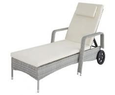 - chaise longue, transat bain de soleil, transat jardin - - gris clair