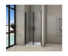 porte de douche 90x200cm porte de douche battante noir en 8mm verre anticalcaire