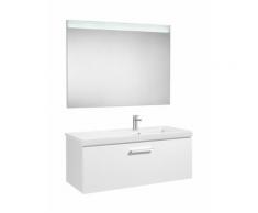 Pack Unik PRISMA 900 meuble 1 tiroir lavabo à droite miroir LED-Blanc