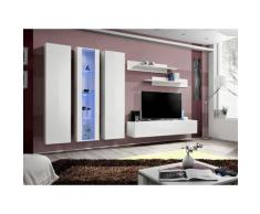 Price Factory - Meuble TV FLY C4 design, coloris blanc brillant. Meuble suspendu moderne et