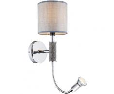 Applique murale à LED en textile Bras flexo gris Spot de lecture Lampe de salon Chrome Globo 24688W1